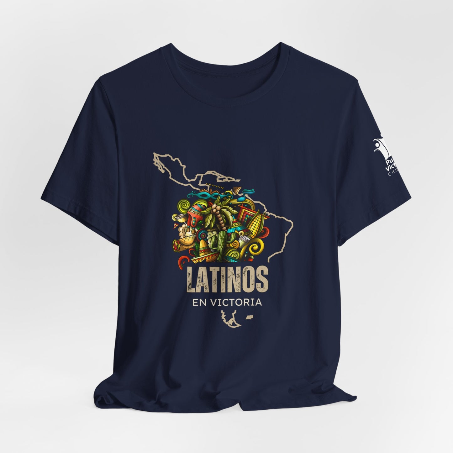 Latinos en Victoria Unisex Jersey Short Sleeve Tee